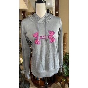 UNDER ARMOUR Women's Coldgear Storm Hoodie Gray / Pink‎ semi fitted Pullover M